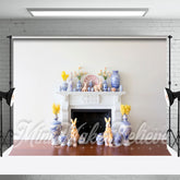 Aperturee - Blue And White Porcelain Floral Easter Backdrop